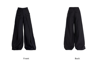 TINY IN women's high-waisted wide-leg black pants -CHERRY
