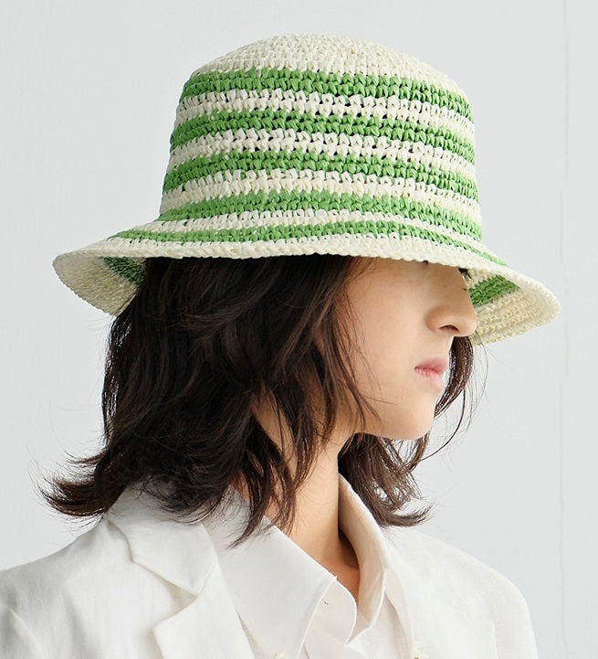 COMME MOI  summer straw bucket hat visor - ELLIE.