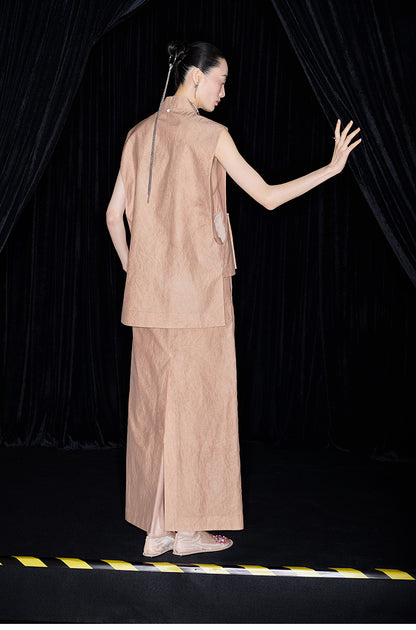 M essential Mackay designer 3d embroidery placket vest pencil skirt set- mar.