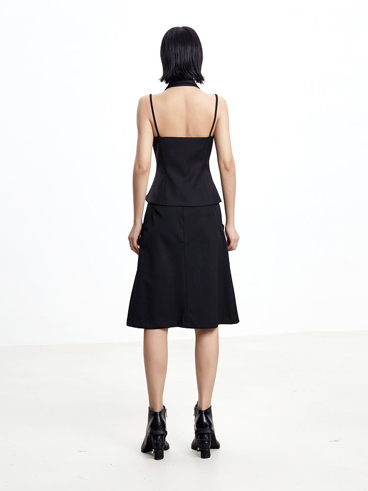 TINY IN arc cutout zipper versatile women's A-line skirt -GENI