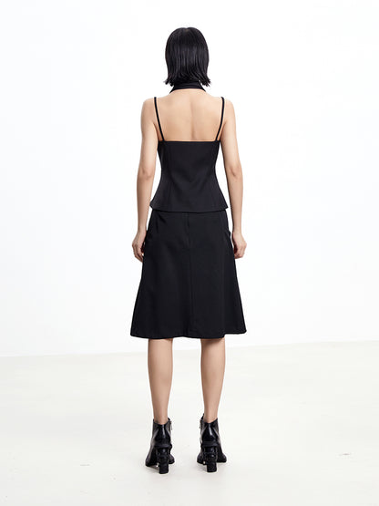 TINY IN arc cutout zipper versatile women's A-line skirt -GENI
