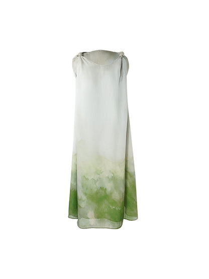 HECO Ink Dye Twisted Chiffon Slip Midi Sleeveless Dress Women - CARRY.