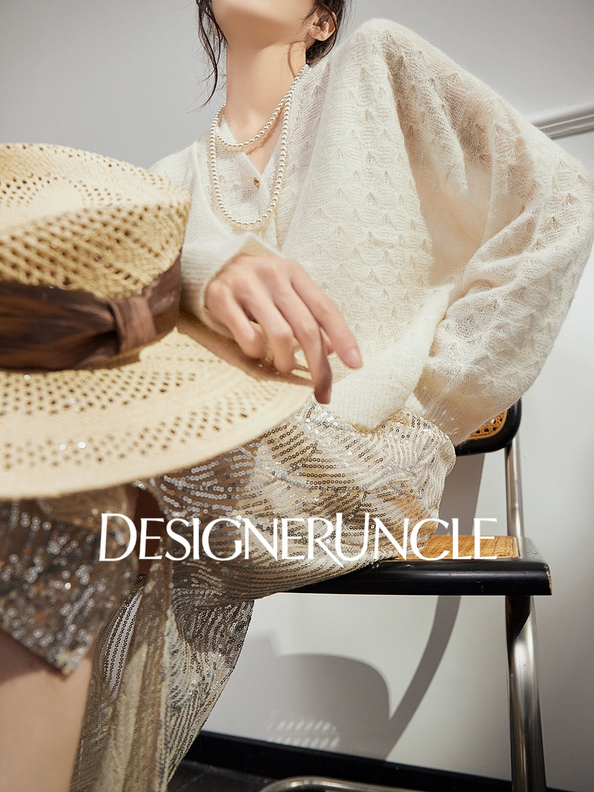 DGU "Mist Fleece" White Cardigan New Hollow Loose Lazy Style Versatile Top - ESTI .