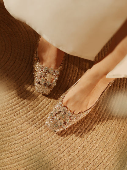 Pjjuu bridesmaid  wedding hexiu square toe block high Heels - LION