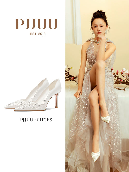 PJJUU satin dress high heels - QUINK.