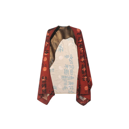 TUYUE  Art Print Satin Acetate Silhouette Shawl Jacket - AMBER.
