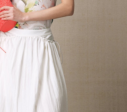 ZHUCHONGYUN white pleated adjustable pocket cocoon-shaped straight skirt-NODE.