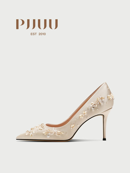 PJJUU champagne pointed toe high heels - PLADE.