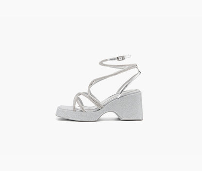 SHOESZOOO  Fairy Style Platform Block Heels - AQUA.