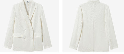 COMME MOI summer white jacquard straight suit jacket - RUBY.