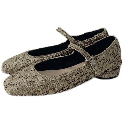 B-FEI fashion mocha pleated flat shoes-INDIANI.