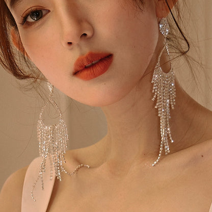 DOLLY High End Rhinestone Tassel Clip Earring-ARIA