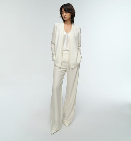 COMME MOI Lu Yan designer's new women's commuter collarless silk wool streamer suit - MARTHA.
