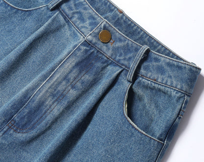WANGXO| Flexible Cotton Denim Ruffle Top & Straight-Leg Pants- NAYA.