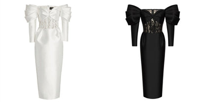 DOLLY Luxury  French Style Off Shoulder Long Sleeve Corset Banquet Dress-JOLIE