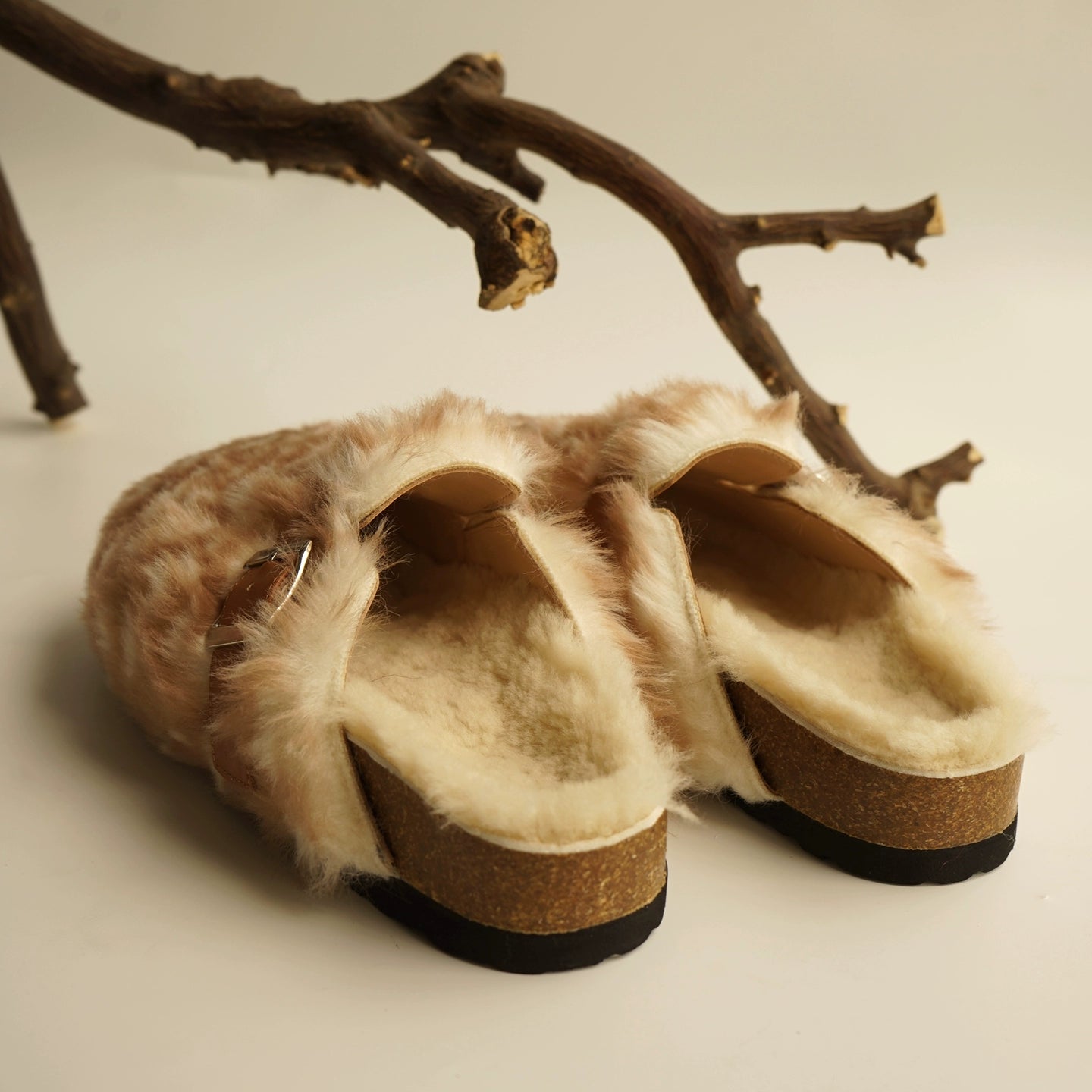 B-FEI fur handmade flat half flip-flops-YUJI.