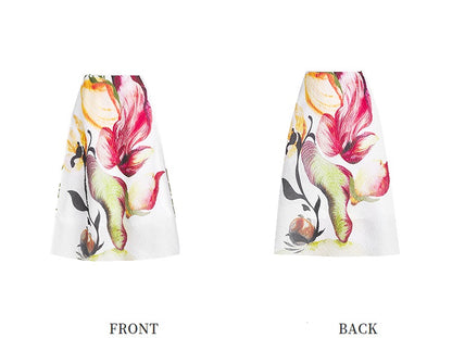 ZHUCHONGYU floral A-line airy printed skirt and top outfit set-ANZU.