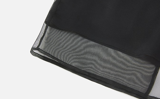 ZHUCHONGYUN organza curved lined silk straight skirt-FAB.