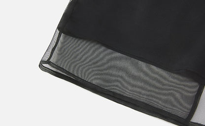 ZHUCHONGYUN organza curved lined silk straight skirt-FAB.