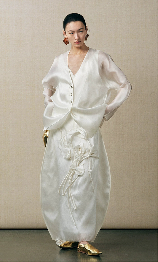 ZHUCHONGYUN  bud type corgan long satin skirt-SATO.