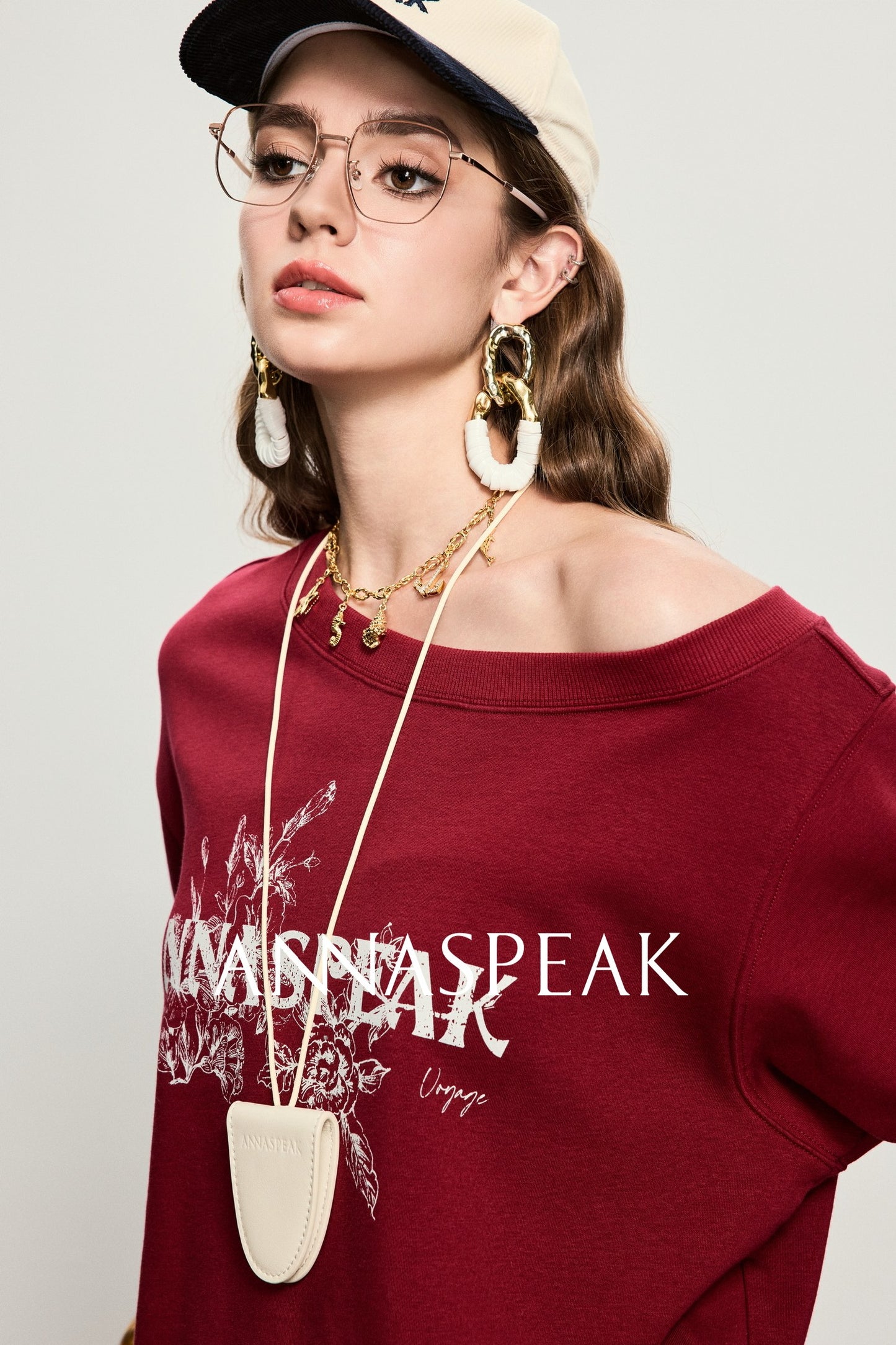 ANNASPEAK crew neck mottled distressed printed sweatshirt-PAMP.