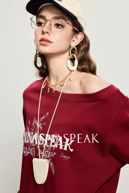 ANNASPEAK crew neck mottled distressed printed sweatshirt-PAMP.
