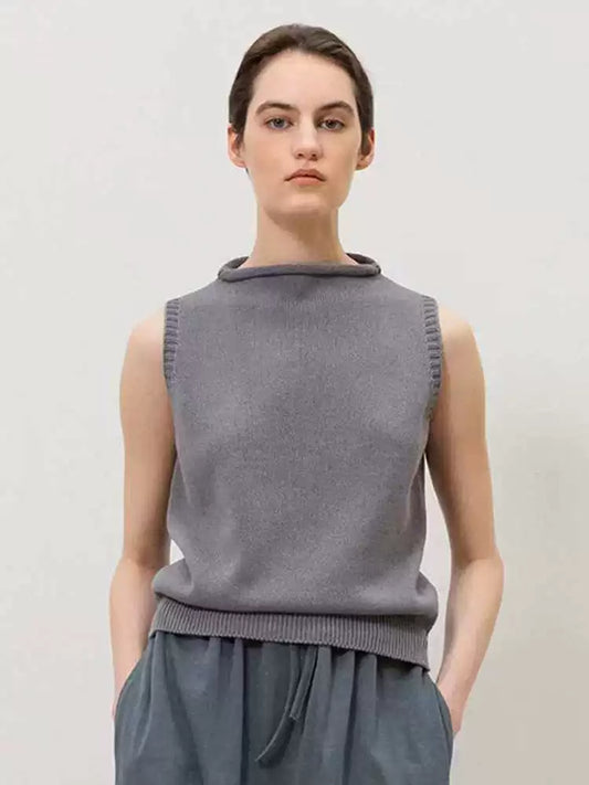 Nothing Written Knitted Vest Women's Summer 2025 New Korean Designer Slim Sleeveless Top