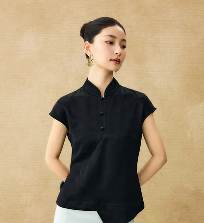 HECO Chinese Style Improved Small Stand Collar Shirt - HEAT .