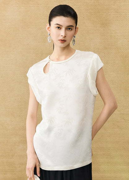 HECO Chinese Acetate Fugui Buckle Short Sleeve T-Shirt - CLOVE.