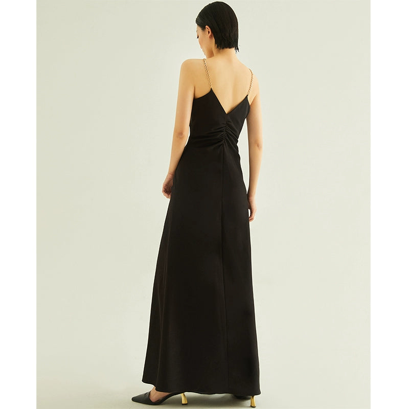 GOUDIN women's black long style light luxury high-end banquet dress-SOM.