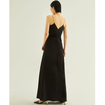 GOUDIN women's black long style light luxury high-end banquet dress-SOM.