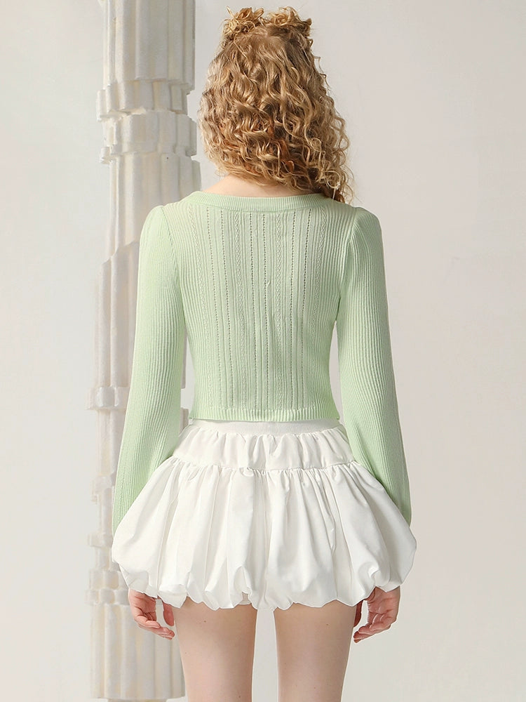 CHECOCRE Beautiful Three-dimensional Jacquard Butterfly Pullover Sweet Crop Top - ELLIE