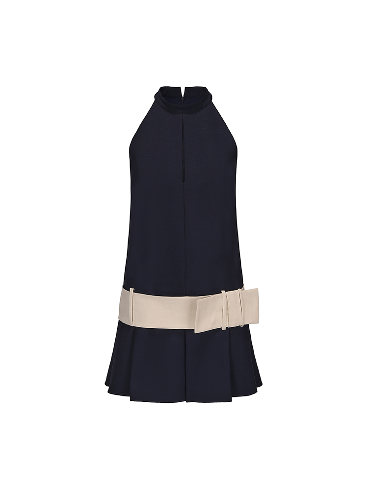 ATELIER MISS LU Ribbon A-line Pleated Hem Dress - NORM.