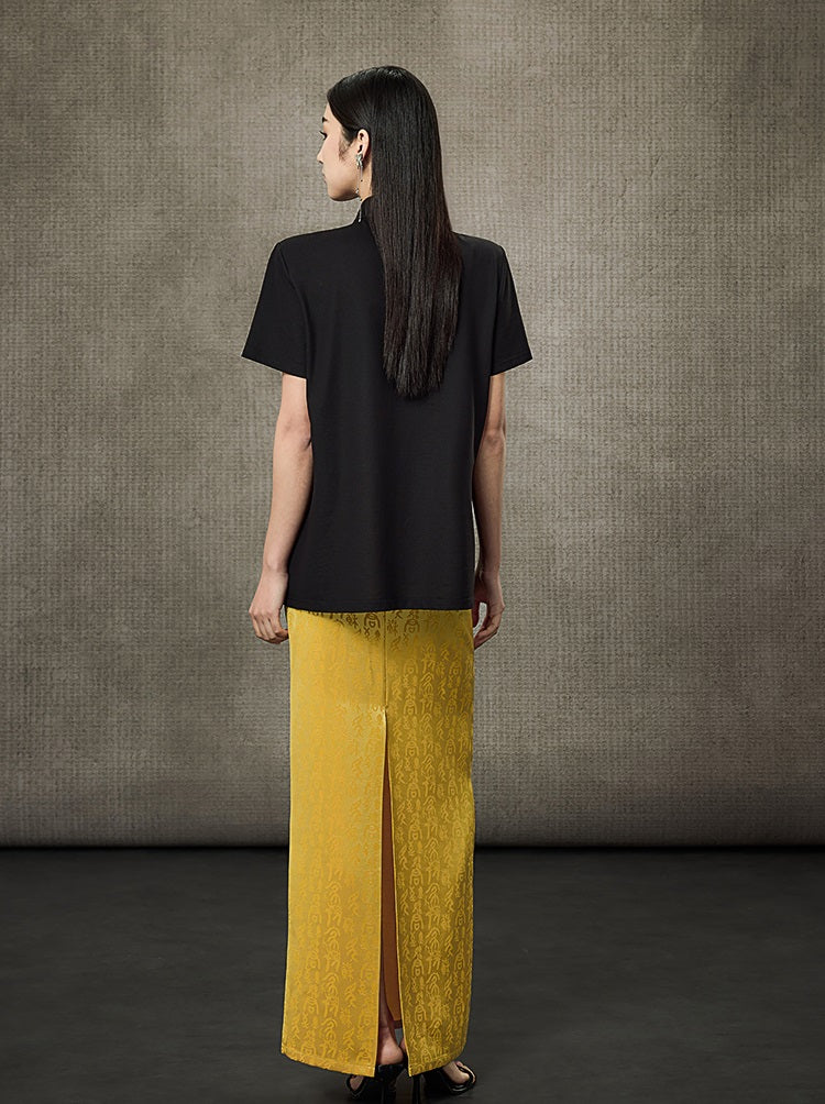 HECO Calligraphy Jacquard A-Line Elegant Skirt - SPIRIT.