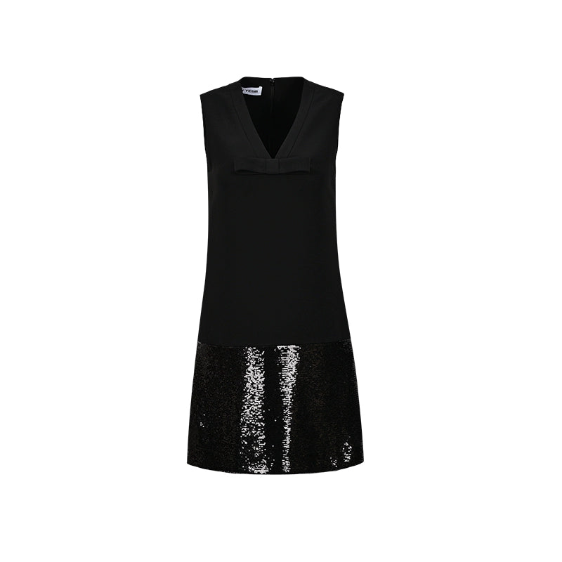 YES BY YESIR | Ye Qians Straight Silhouette Sequin Patchwork Dress -NOEMARA.