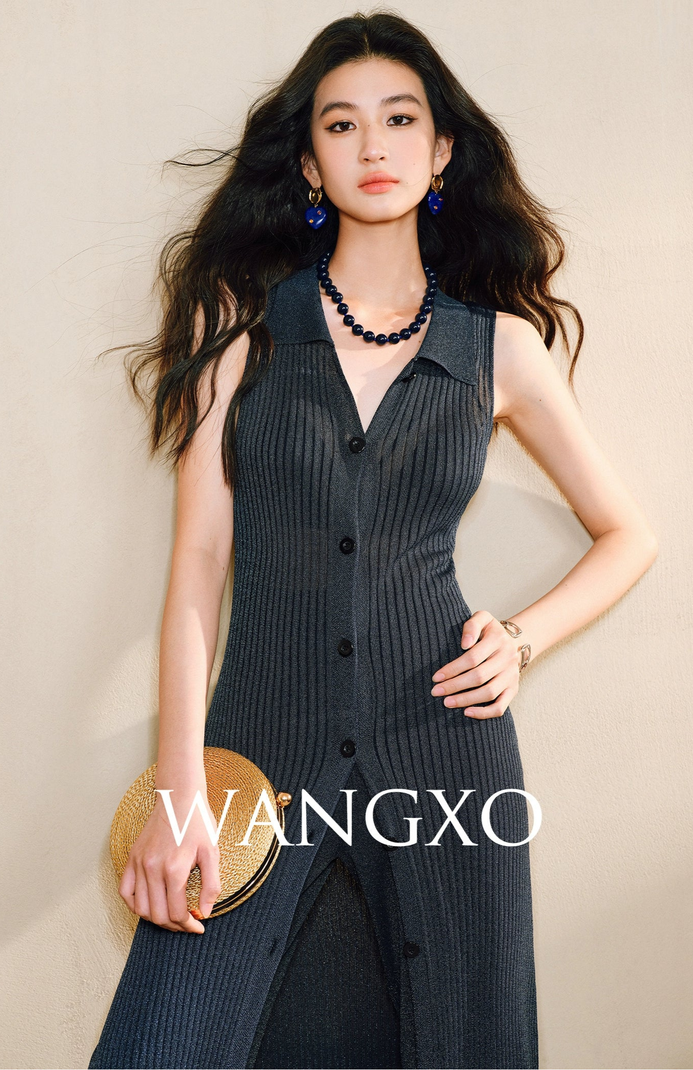WANGXO Solaris Luxe Set Shaved Shoulder Cardigan & Wide-Leg Knit Pants - MAVIS
