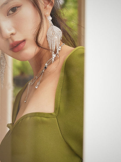 DOLLY High End Rainbow Sleeveless Bright Sequin Halter Neck Party Dress-NELLY