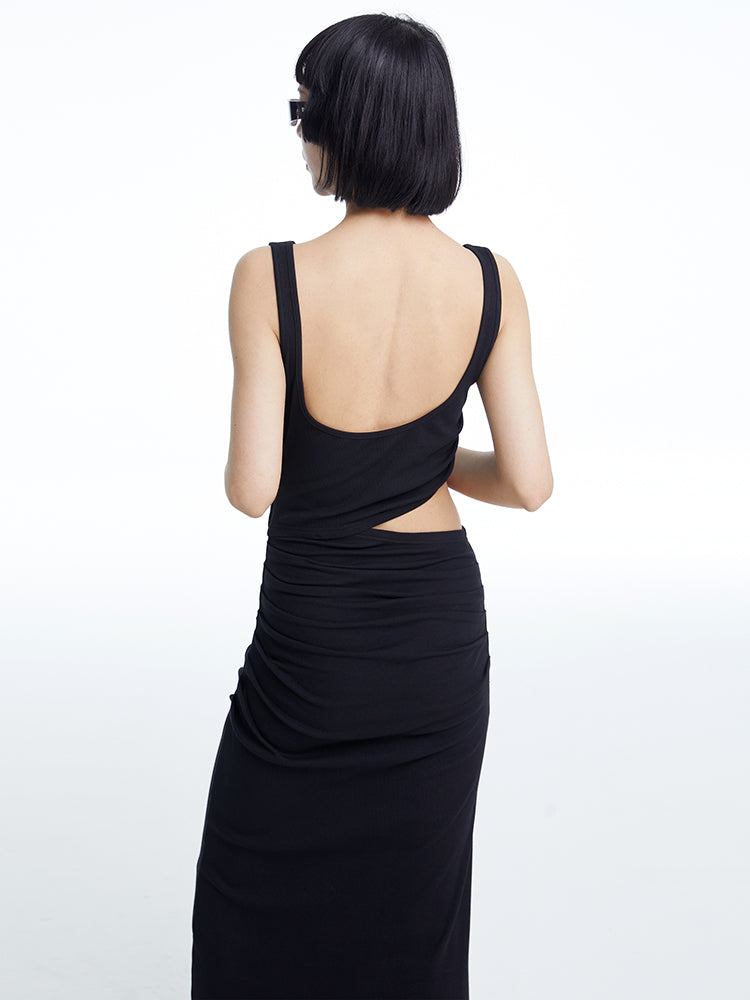 TINY IN knitted faux two-piece women's pleated long dress -CHARMY