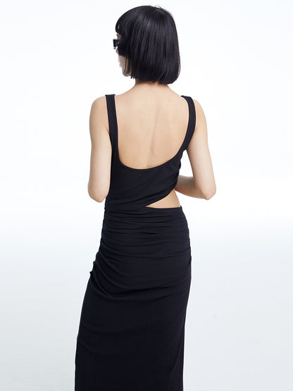 TINY IN knitted faux two-piece women's pleated long dress -CHARMY