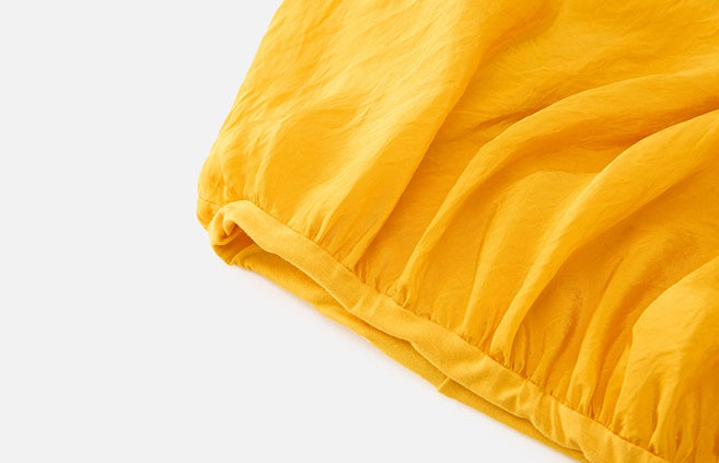 ZHUCHONGYUN yellow asymmetrical pleats slim skirt-CUD.