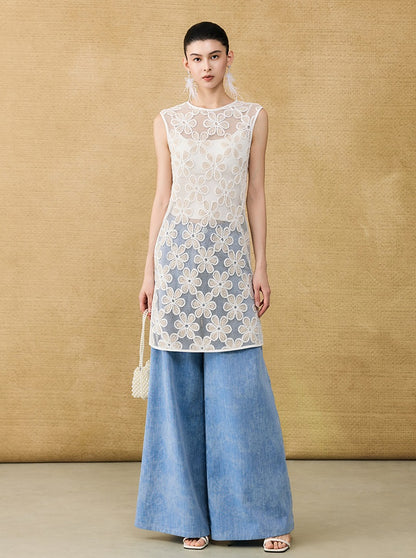 HECO Chinese Old Money Linen Bootcut Slacks Slim Wide-leg Pants - GLADE.