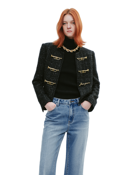 YES BY YESIR  choir scented short embellished jacket - CRYSTAL.