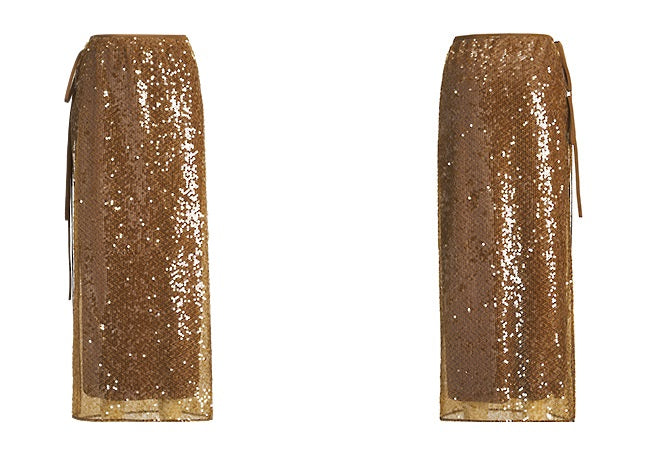 ZHUCHONGYUN sequin embroidery straight knit skirt and vest-REM.