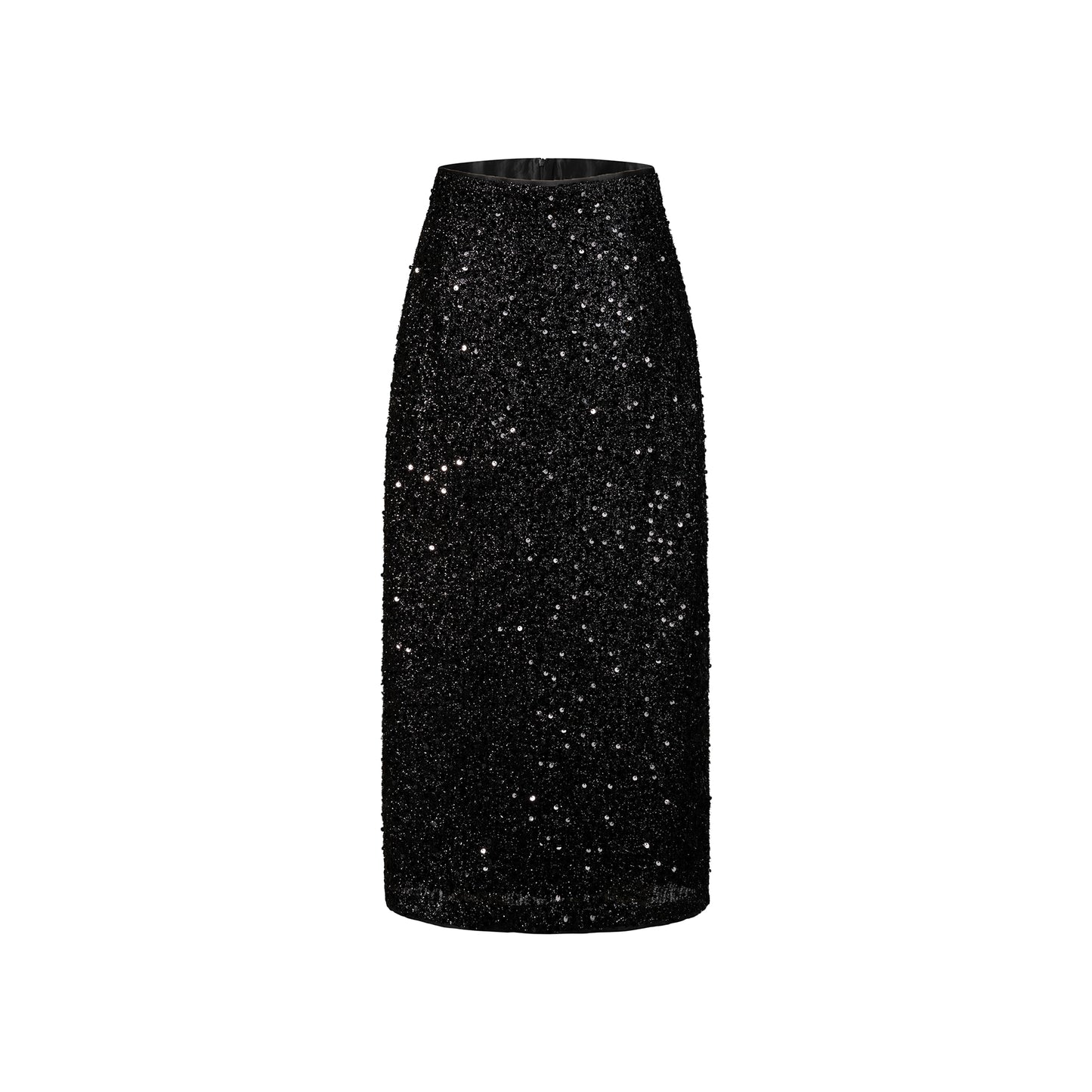 CHICHY temperament velvet sequin black A-line straight skirt -TRACY