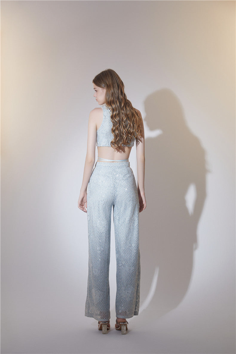 Wardrobes by Chen Elegant Diamond Silver-Gray Fur Collar Long Winter Jacket-Jam