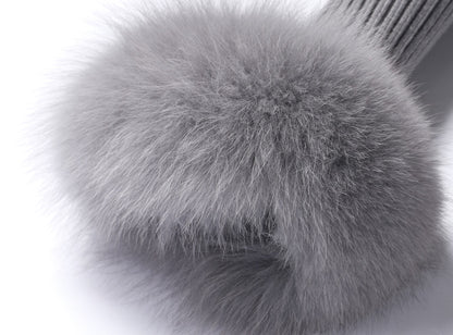 WANGXO | Luxury Wool Detachable Fox Fur Collar Waist Umbrella Hem Knitted Coat- VERA.