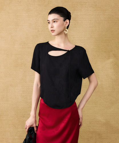 HECO Chinese style hollow fringe disc buckle short top - MASTER.