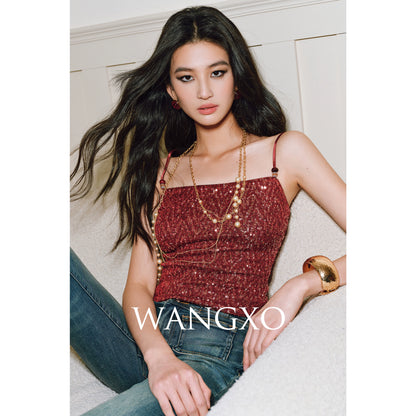 WANGXO Heavy Star Glyph Sequins & Glass Bead Embellishment on Luxury Slim Fit - TESS