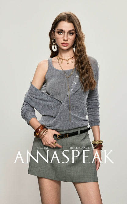 ANNASPEAK slimming knit vest set-AQAR.