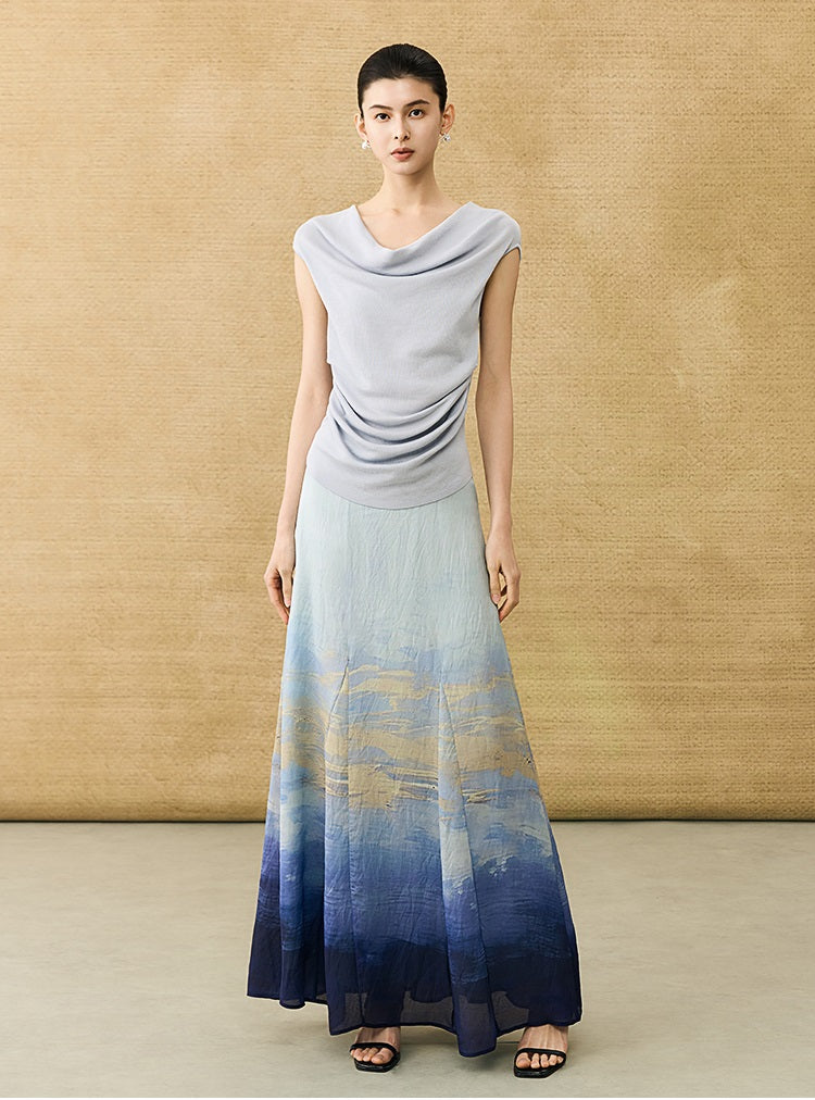 HECO Chinese Atmosphere Summer Drape Elegant Straight Skirt - MUSC.